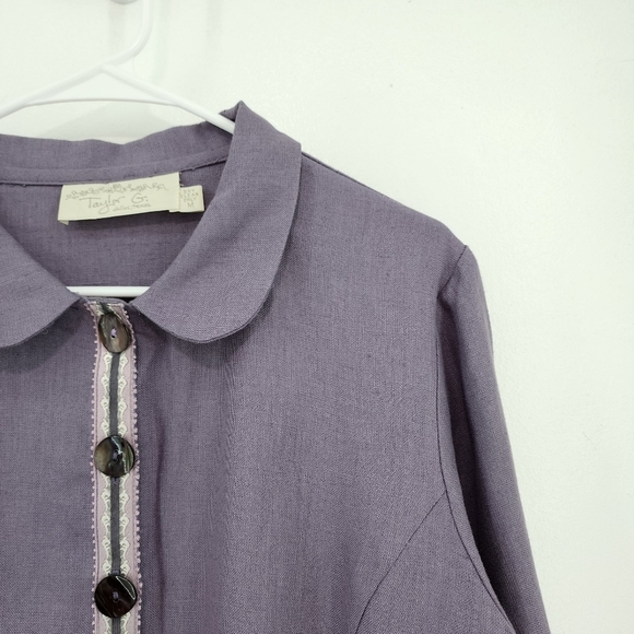 Taylor G Women's Linen Vintage Button Front Lagenlook Shirt - M - Picture 2 of 7